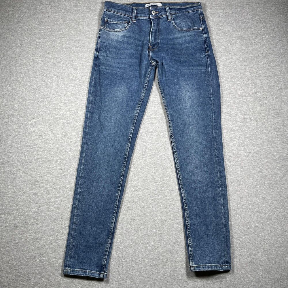 Zara Jeans Mens 32 (30x30) Blue Denim Medium Wash Skinny Casual Slim